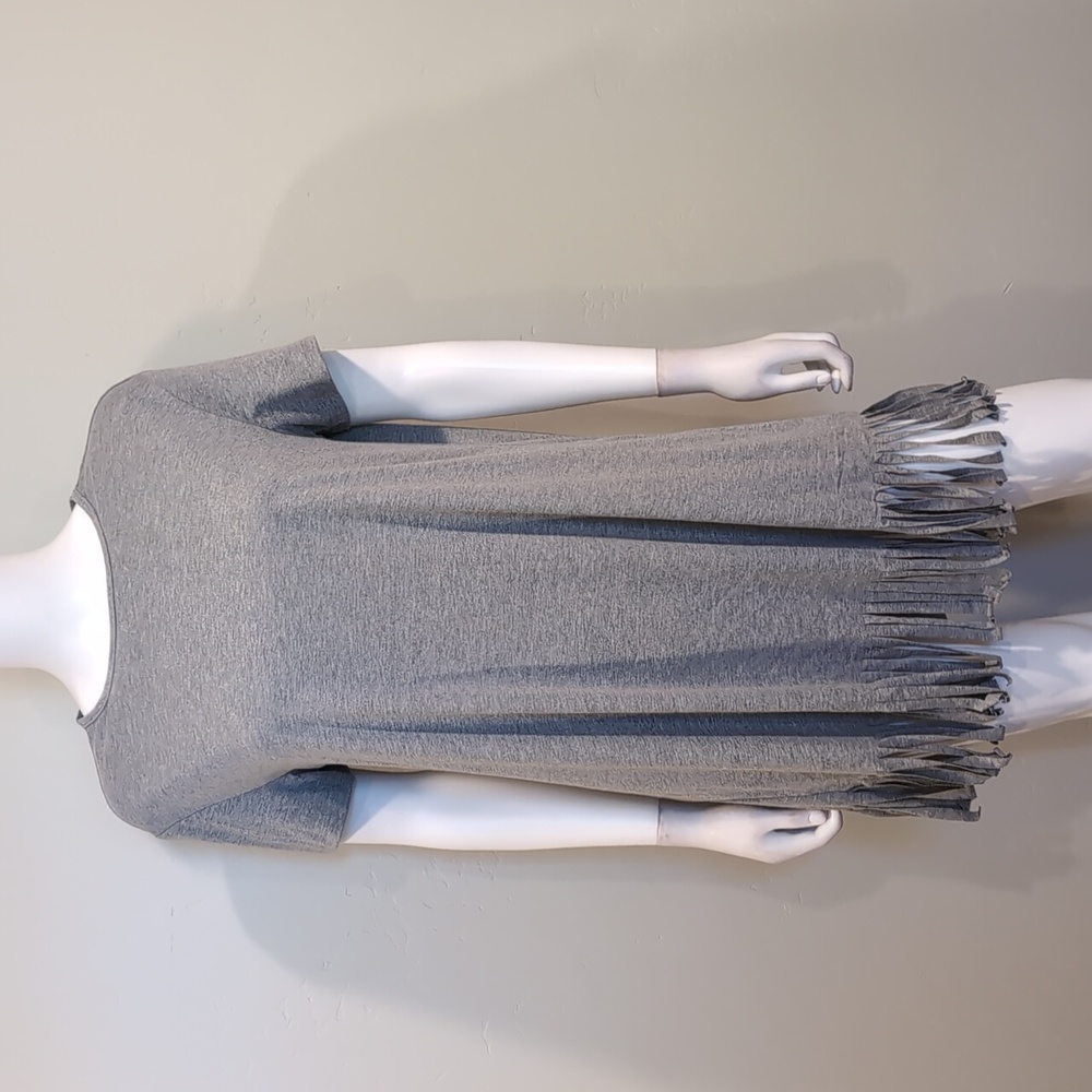 SHEIN Gray Short Sleeve Tee Shirt Style Fringe Hem Mini Casual Lounge Dress M